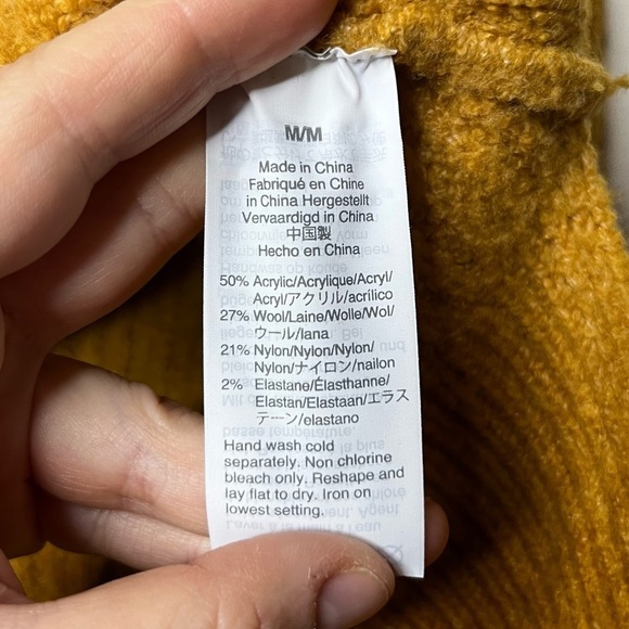 MADEWELL Mercer Mustard Ribbed Knit Cozy Turtleneck Fall Winter Sweater - Picture 7 of 9